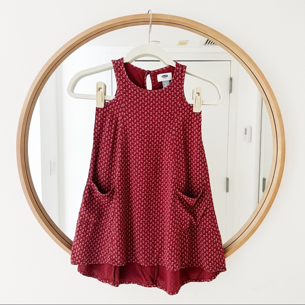 Old Navy Burgundy Sleeveless Floral Dress With Pockets Size XS (5)
